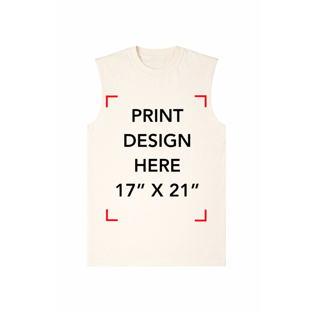 SHAKAWEAR CREAM MUSCLE TEE (FRONT & BACK PRINT)